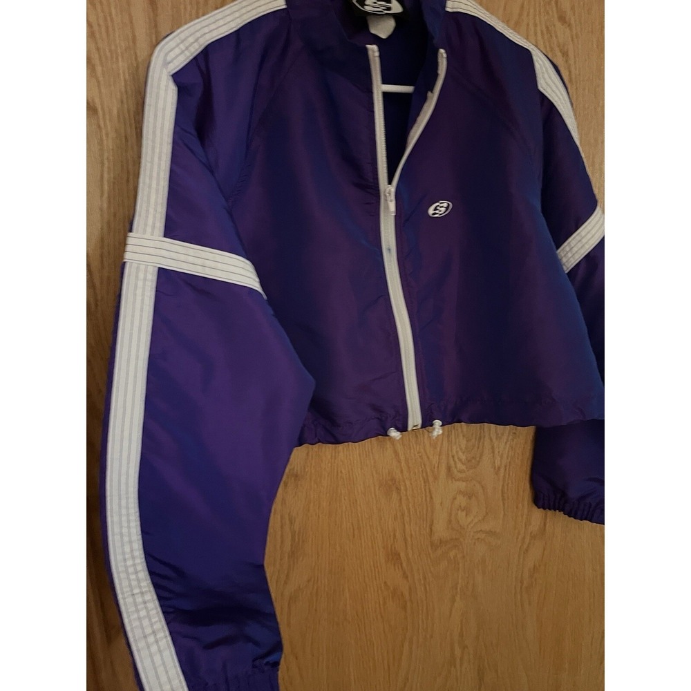 Vintage Surf Style Full Zip Windbreaker Jacket Cropped 90s Iridescent Small 238